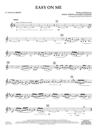 Easy on Me (arr. Michael Brown) - Eb Alto Clarinet