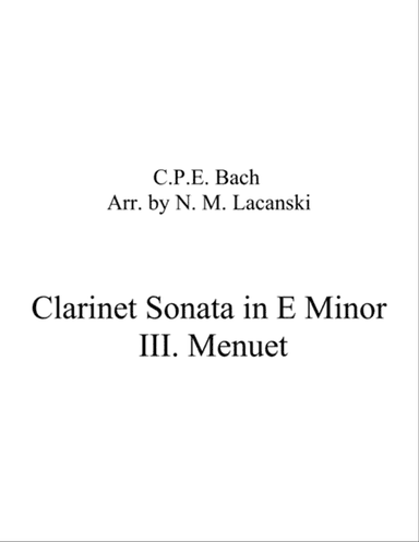 Clarinet Sonata in E Minor III. Menuet