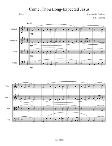 Come, Thou Long-Expected Jesus (String Quartet)