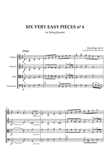 Six Very Easy Pieces nº 6 (Allegro) - For String Quartet