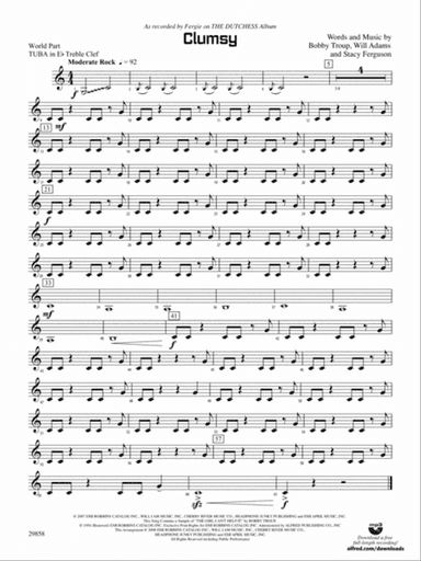 Clumsy (as recorded by Fergie on the album The Dutchess): (wp) E-flat Tuba T.C.