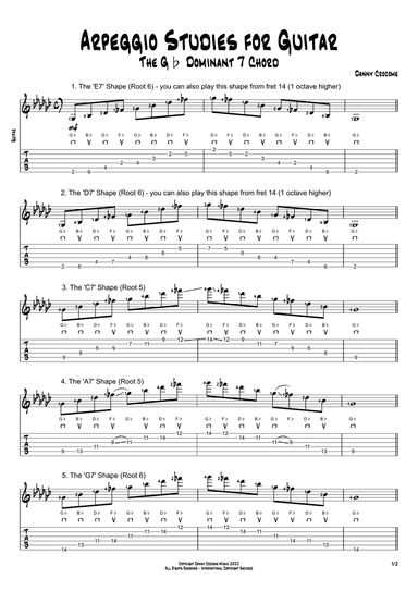Arpeggio Studies for Guitar - The Gb Dominant 7 Chord