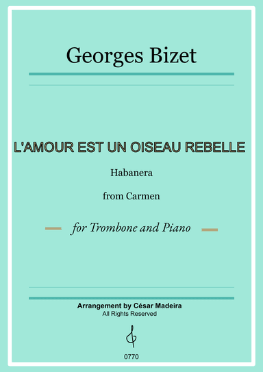 Habanera from Carmen by Bizet - Trombone and Piano (Full Score and Parts)