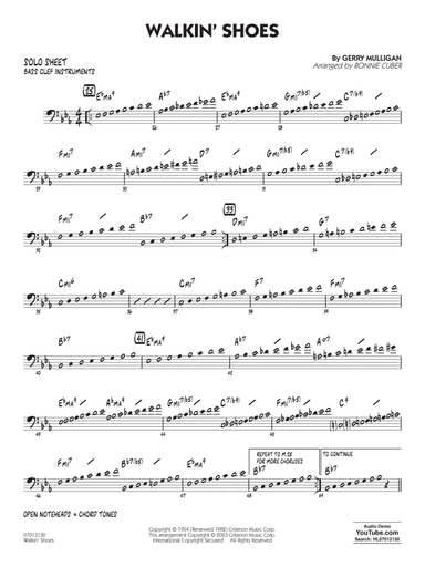 Walkin' Shoes (arr. Ronnie Cuber) - Bass Clef Solo Sheet