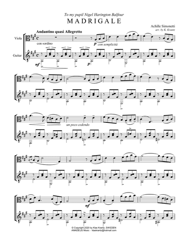 Madrigale for viola and guitar