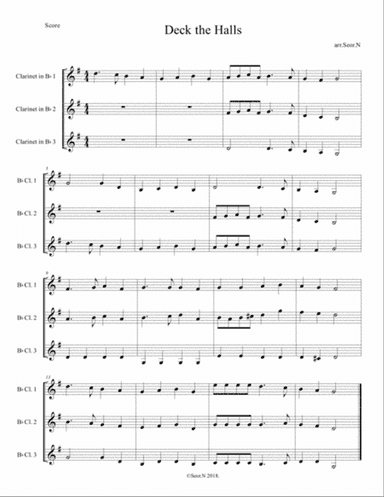 Deck The Halls for Clarinet Trio