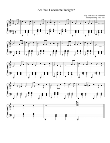 Are You Lonesome Tonight? (Piano Solo)
