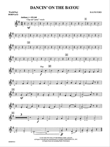 Dancin' on the Bayou: (wp) 1st Horn in E-flat