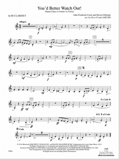You'd Better Watch Out!: 1st B-flat Clarinet