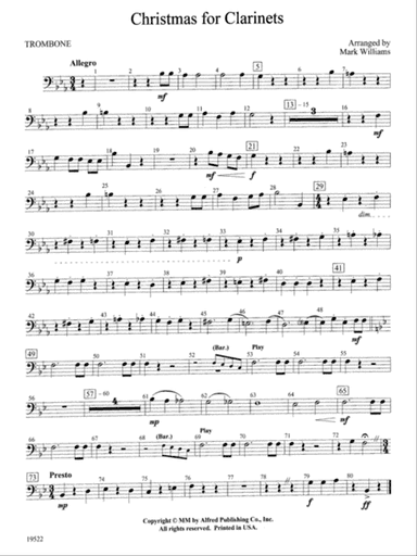 Christmas for Clarinets: 1st Trombone