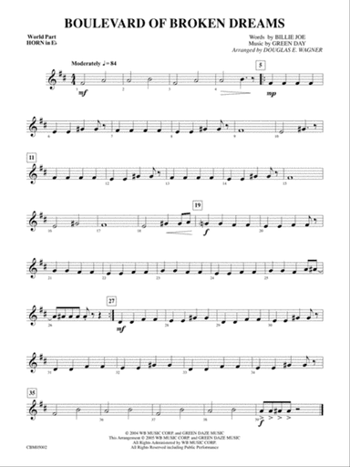 Boulevard of Broken Dreams: WP 1st Horn in E-flat