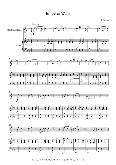 Emperor Waltz - Johann Strauss Jr. (Alto Sax + Piano)