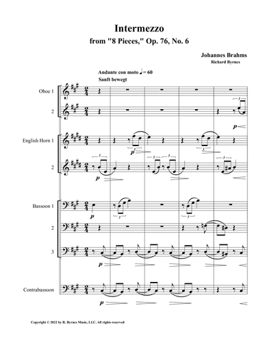 Intermezzo, Op. 76, No. 6 (Double Reed Octet)