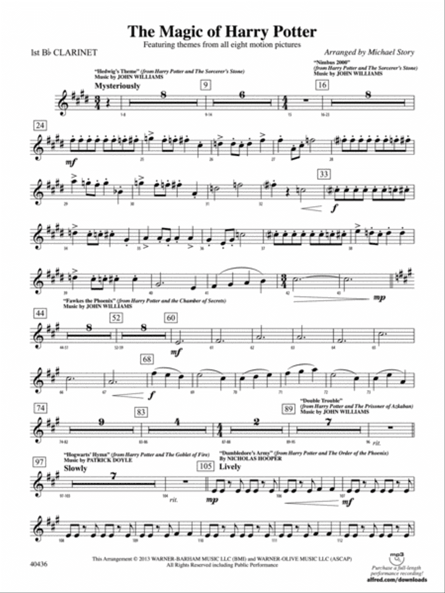 The Magic of Harry Potter: 1st B-flat Clarinet