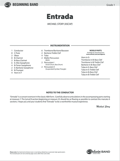 Entrada (An Overture for Band): Score
