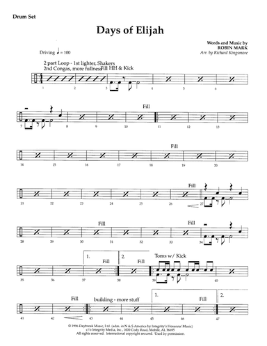 Days of Elijah (arr. Richard Kingsmore) - Drum Set