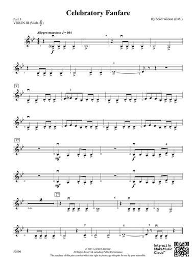 Celebratory Fanfare: Part 3 - Violin I