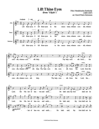 Lift thine eyes (from Elijah) for alto, tenor and baritone
