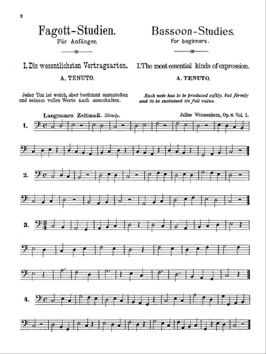 Weissenborn: Bassoon Studies for Beginners, Op. 8