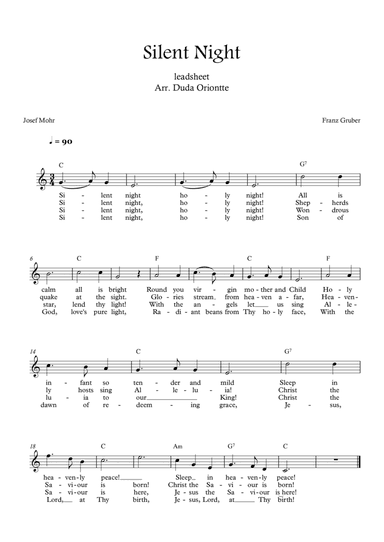 Silent Night (C major - leadsheet - with lyrics)