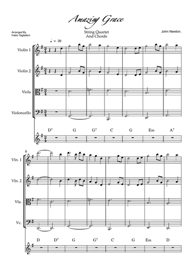 Amazing Grace String Quartet And Chords
