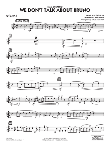 We Don't Talk About Bruno (from Encanto) (arr. Paul Murtha) - Alto Sax 1