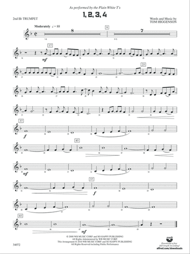 1, 2, 3, 4: 2nd B-flat Trumpet