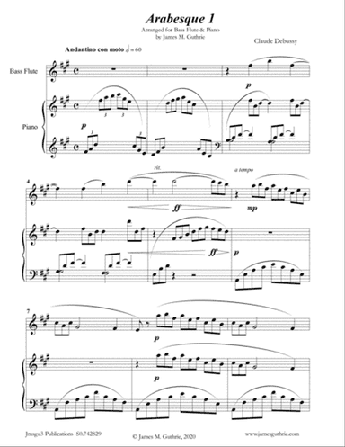 Debussy: Two Arabesques for Bass Flute & Piano