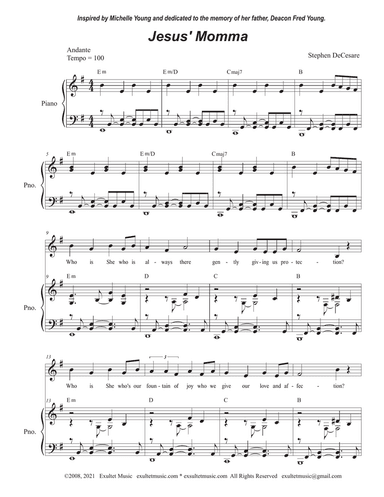Jesus' Momma (Unison choir)