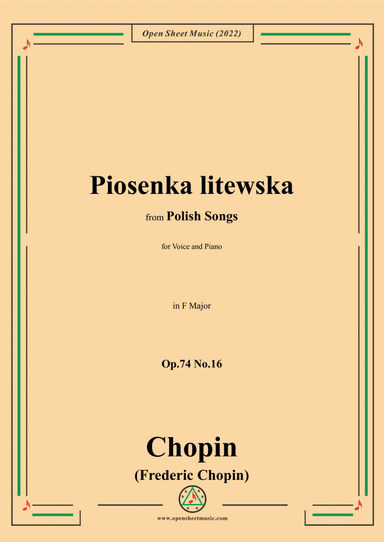 Chopin-Piosenka litewska(Lithauisches Lied),in F Major,Op.74 No.16