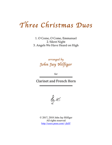 Three Christmas Duos for Clarinet and Horn