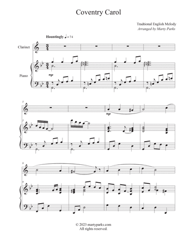 Coventry Carol (Clarinet-Piano)