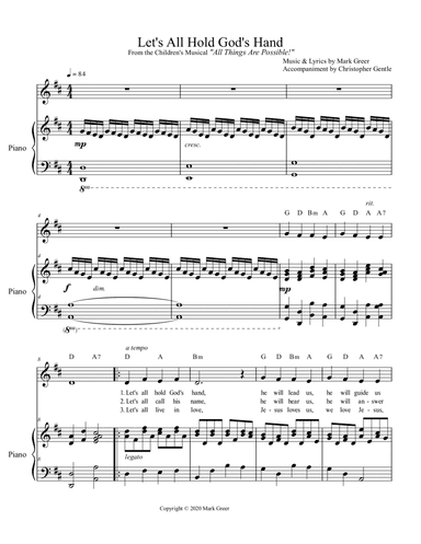 Let's All Hold God's Hand - From the Christian Children's Musical, "All Things Are Possible!"