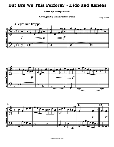 'But Ere We This Perform' from Dido and Aeneas - Purcell (Easy Piano)
