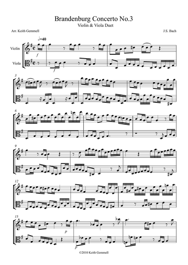 Brandenburg Concerto No. 3: Violin & Viola Duet