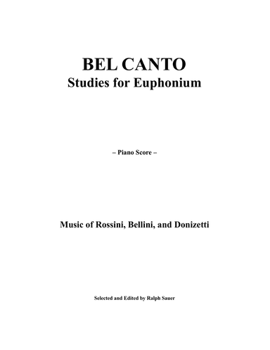 Bel Canto Studies for Euphonium with Piano accompaniment