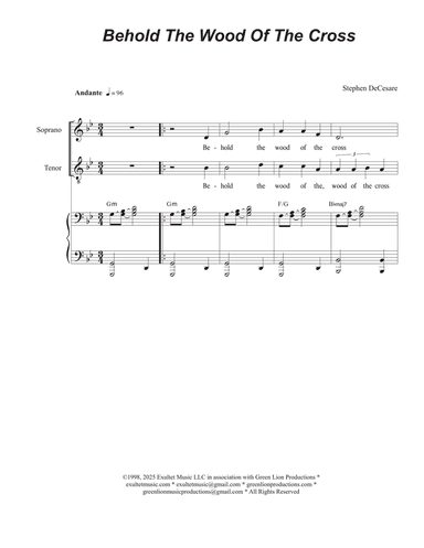 Behold The Wood Of The Cross (Duet for Soprano and Tenor Solo)