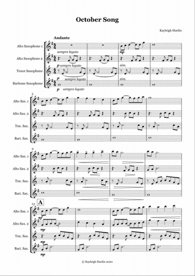 October Song - Saxophone quartet (AATB)