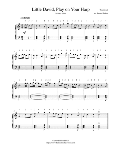 Little David, Play on Your Harp - for easy piano