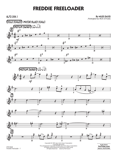 Freddie Freeloader (arr. Rick Stitzel) - Alto Sax 1