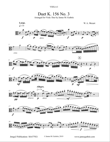 Mozart: Duet K. 156 No. 3 for Viola Duo