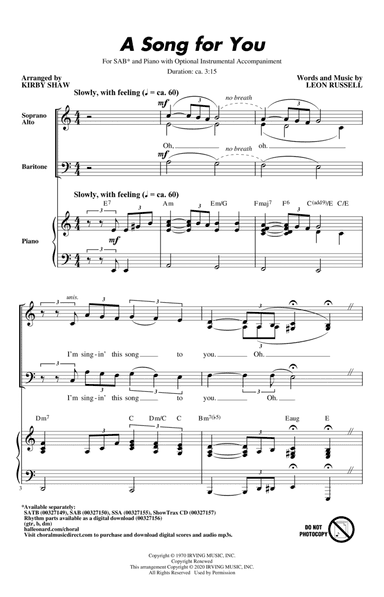 A Song For You (arr. Kirby Shaw)