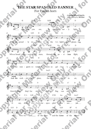 Star Spangled Banner - French Horn with Chords