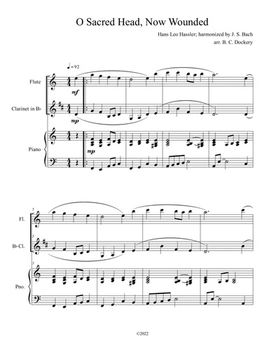 O Sacred Head, Now Wounded (Flute and Clarinet Duet with Piano Accompaniment)