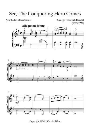 Handel - See, The Conquering Hero Comes(With Note name)