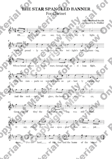 Star Spangled Banner - Clarinet