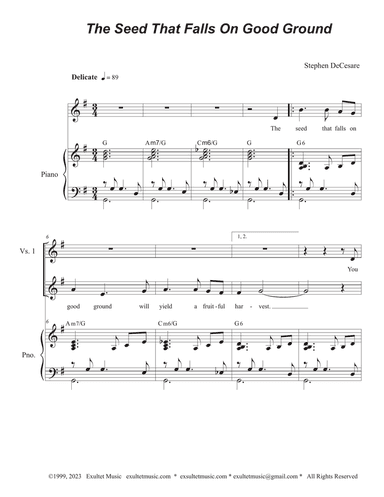 The Seed That Falls On Good Ground (Vocal solo)