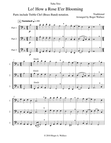 Lo! How a Rose E'er Blooming (Tuba Trio)
