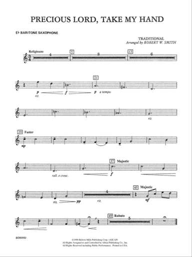 Precious Lord, Take My Hand: E-flat Baritone Saxophone