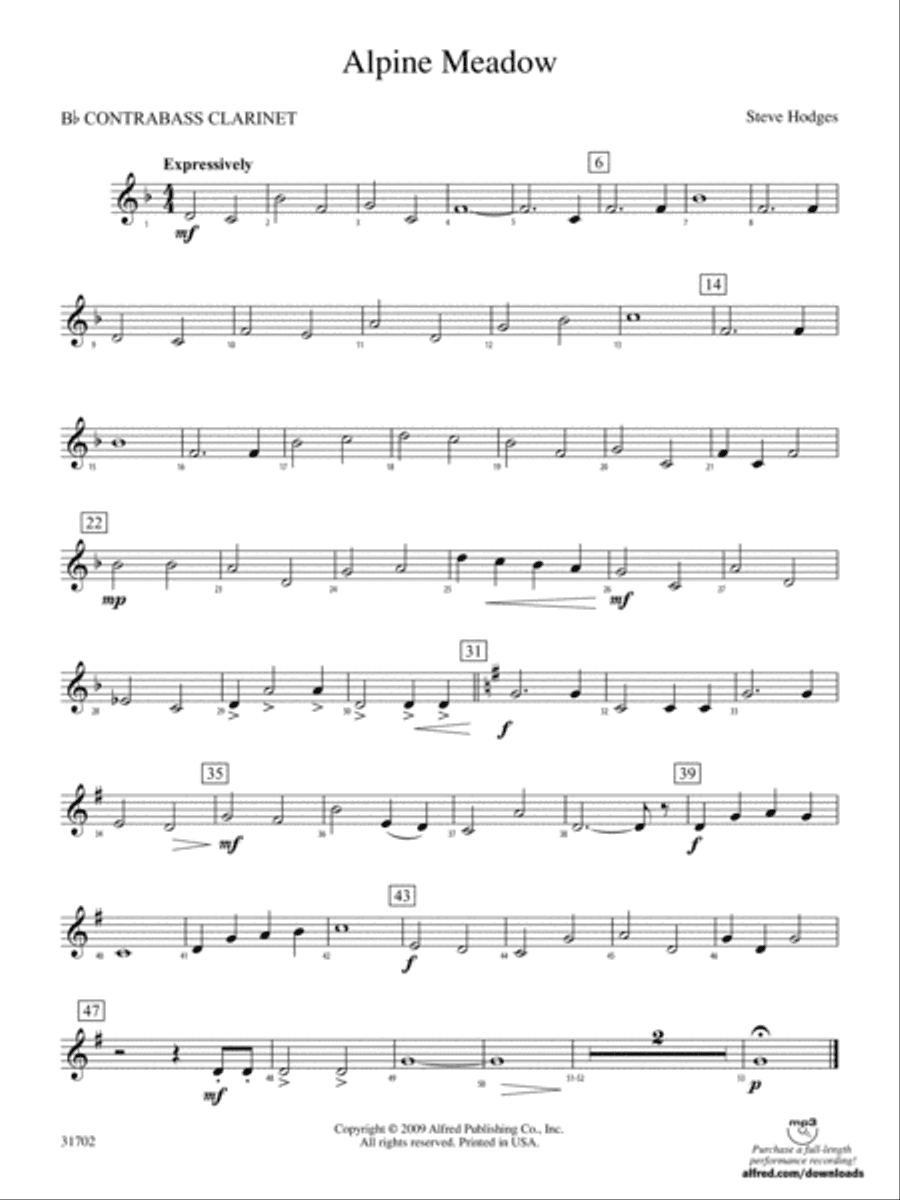 Alpine Meadow: (wp) B-flat Contrabass Clarinet